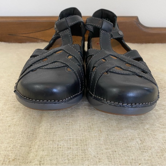 Clarks Unstructured Appley Way t strap comfort shoe black leather - Picture 5 of 9